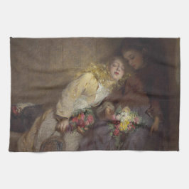 Zwei junge Mädchen kehren Zuhause zurück Geschirrtuch