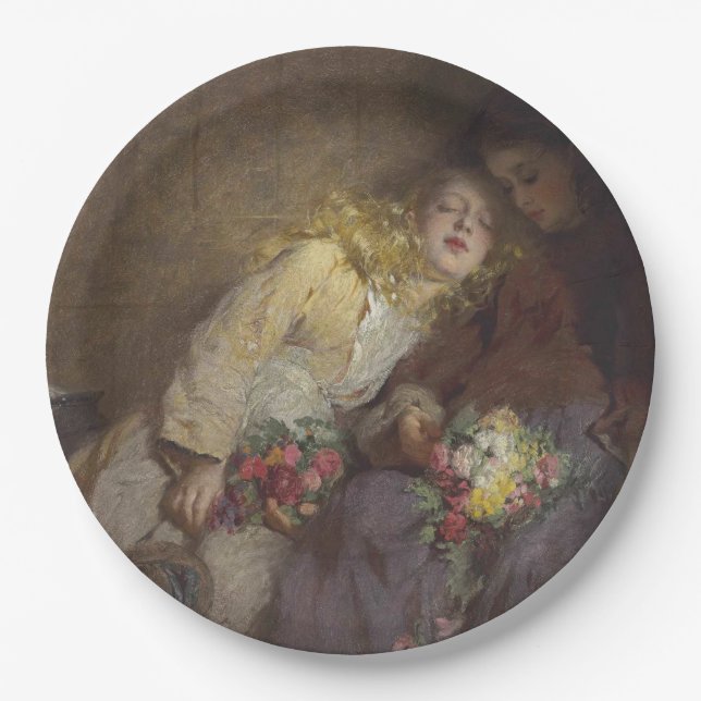 Zwei junge Mädchen kehren Zuhause zurück Pappteller (Vorderseite)