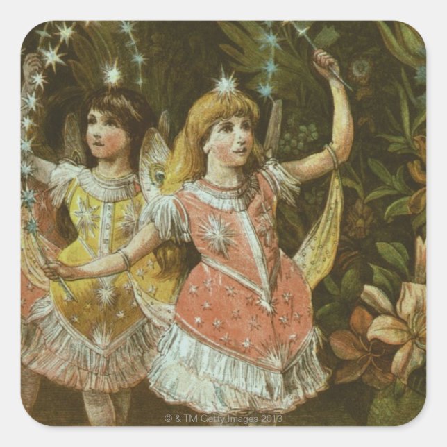 Zwei junge Mädchen spielen Ballett Quadratischer Aufkleber (Vorderseite)