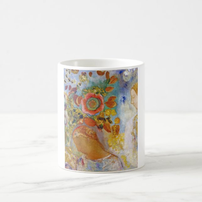 Zwei junge Mädchen unter Blume, Redon Kaffeetasse (Mittel)