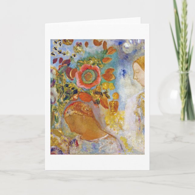 Zwei junge Mädchen unter Blume, Redon Karte (Vorderseite)