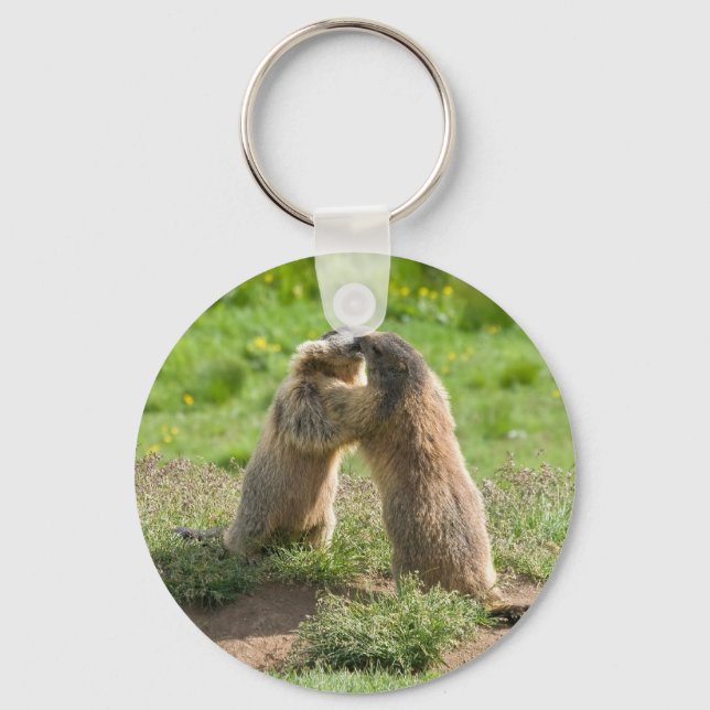zwei junge Murmeltiere Schlüsselanhänger (Vorderseite)