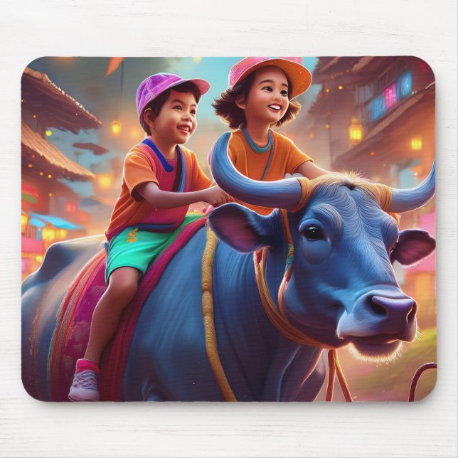 Zwei junge philippinische Kinder reiten in der Fam Mousepad (Vorne)