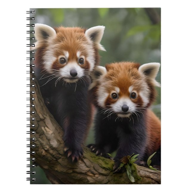 zwei junge rote Panda-Bären in einem Baum, Notizblock (Vorderseite)