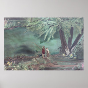 Zwei Jungen gegangenes Fishin Poster