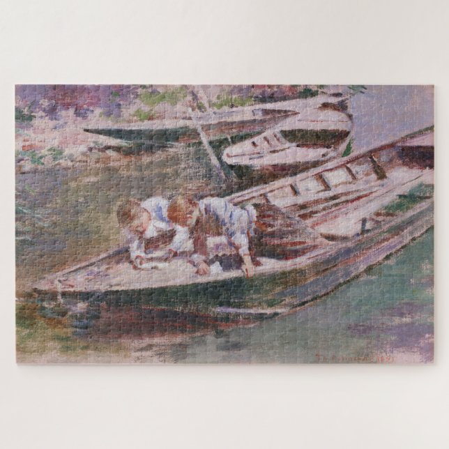 Zwei Jungs in einem Boot (von Theodore Robinson) (Horizontal)
