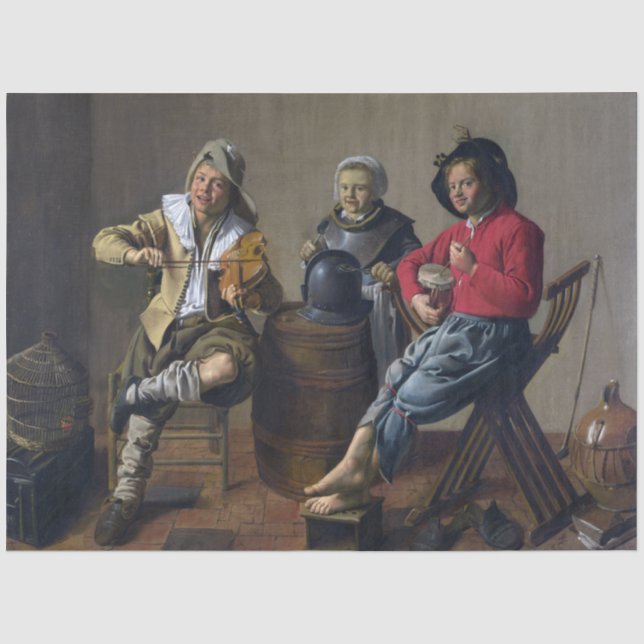 Zwei Jungs und eine Girl Making Music (Musiker) Seidenpapier (Vorderseite)
