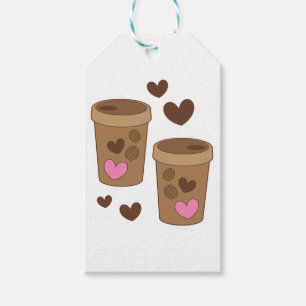 zwei Kaffeetassen mit Herz und Liebe Geschenkanhänger