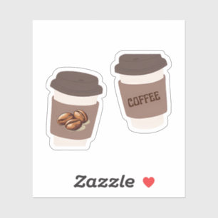 Zwei Kaffeetassen, süßer Kaffee-Aufkleber Aufkleber