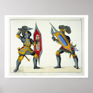 Zwei kämpfende Ritter, Platte von 'einer Poster