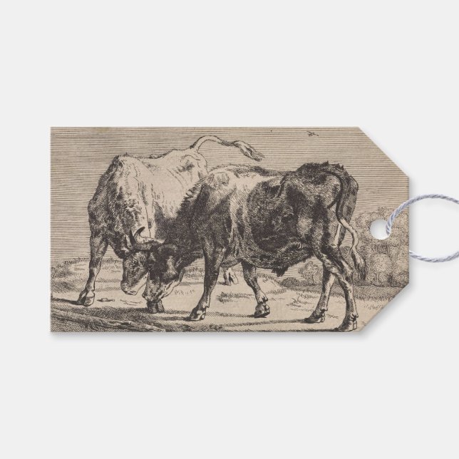 Zwei Kampfstiere (von Paulus Potter) Geschenkanhänger (Vorderseite (Horizontal))