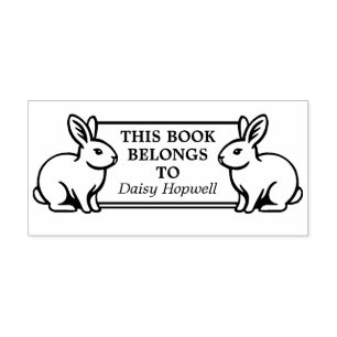 Zwei Kaninchen - Dieses Buch gehört zu (Ex Libris) Gummistempel