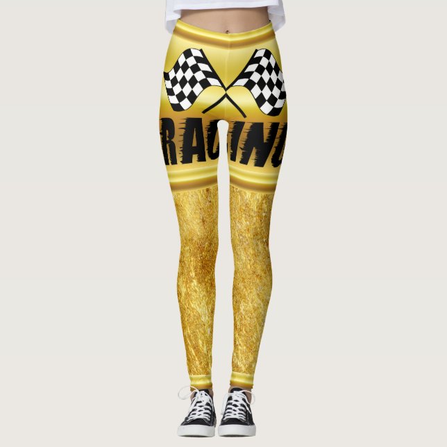 Zwei karierte Rennfahnen für den Wettbewerb gewinn Leggings (Vorderseite)