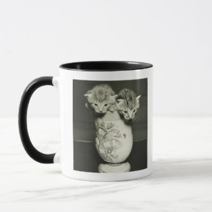 Zwei Kätzchen, die im Vase sich verstecken, (B&W) Tasse