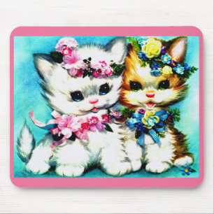 zwei Kätzchen und viele Blume Mousepad