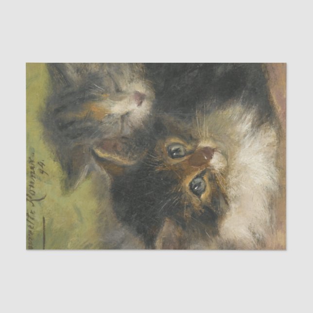 Zwei Kätzchen von Henriette Ronner Knip Seidenpapier (Vorderseite)