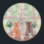 Zwei Katzen am Fenster Landschaftliche Blume Große Wanduhr<br><div class="desc">Was für eine landschaftliche Wanduhr - zwei Katzen sitzen am Fenster und schauen in das Grün der Landschaft mit den Vasen von Blume. Genießen Sie die schöne Uhr für sich selbst oder als Geschenk. Wenn Sie Fragen haben, schicken Sie uns einfach einen Chat oder eine E-Mail an charmdesignstudio@rcn.com und wir...</div>
