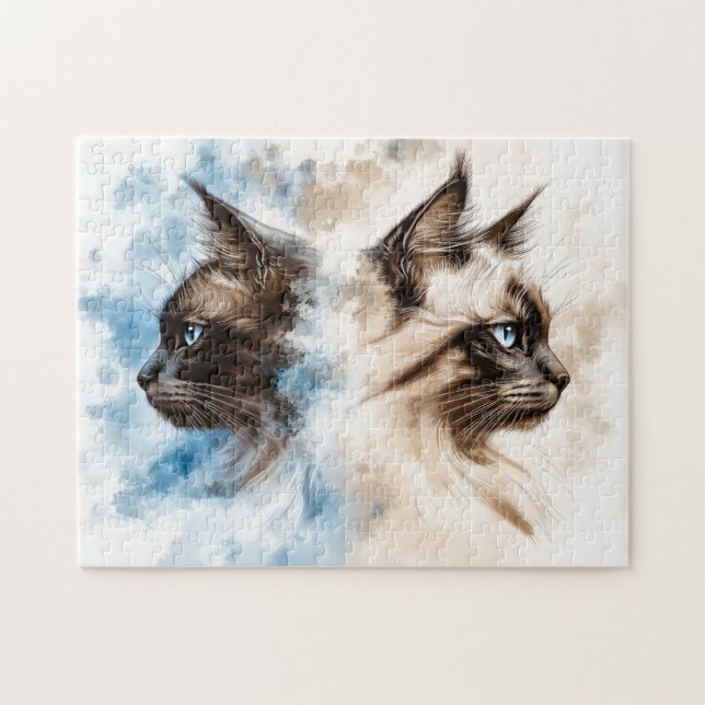 Zwei Katzen Aquarell (Horizontal)