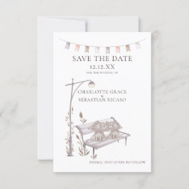 Zwei Katzen auf einem Tier Save the Date Hochzeit Ankündigung