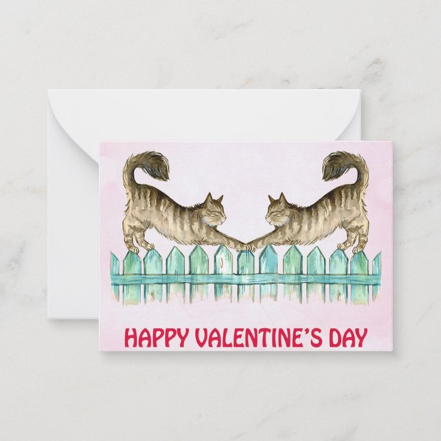 Zwei Katzen auf einer Valentinerkarte Mitteilungskarte (Vorderseite)