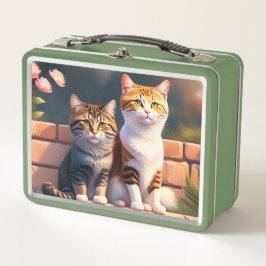 Zwei Katzen aus Metall Lunchbox