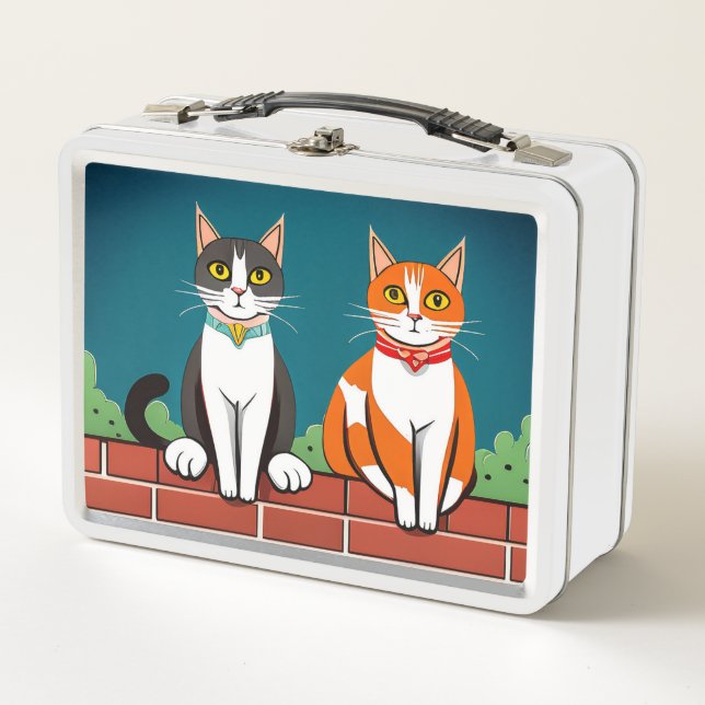 Zwei Katzen aus Metall Lunchbox (Vorderseite)