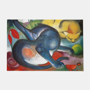 Zwei Katzen, blau und gelb, Franz Marc Fußmatte