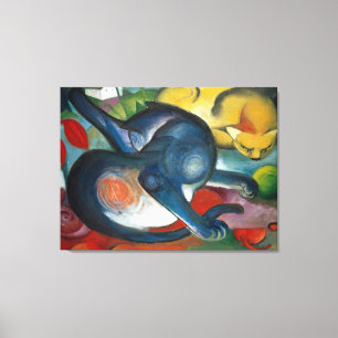Zwei Katzen, blau und gelb von Franz Marc (1912) Leinwanddruck