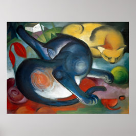 "Zwei Katzen, Blau und Gelb" von Franz Marc (1912) Poster