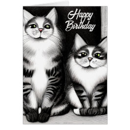 Zwei Katzen Happy Birthday Grußkarte