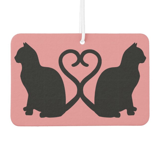 Zwei Katzen Herz Schwanz Silhouette Auto Air Fresh Autolufterfrischer (Vorderseite)