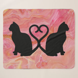 Zwei Katzen Herz Schwänze auf rosa Marmor Sherpadecke