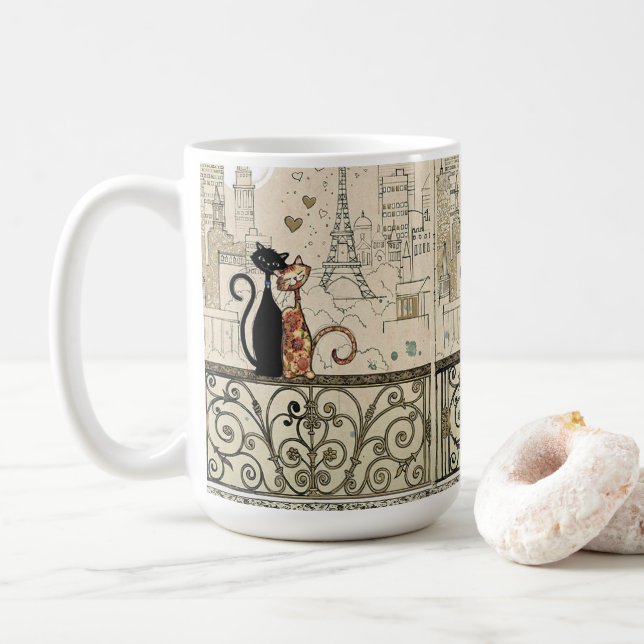 Zwei Katzen in der Liebe Kaffeetasse (Mit Donut)