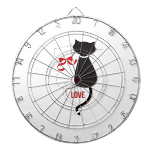 Zwei Katzen in der Liebe, rot, schwarz, herz Dartscheibe