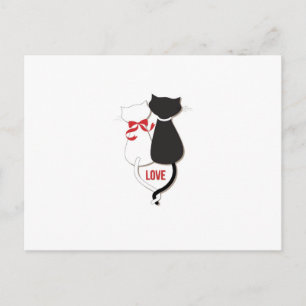 Zwei Katzen in der Liebe, rot, schwarz, herz Postkarte