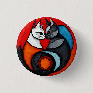 Zwei Katzen in lebendigem Circular Design Button