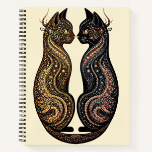 Zwei Katzen in lebendigem künstlerischem Design Notizbuch