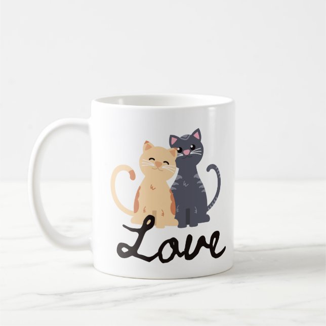 Zwei Katzen in Liebe Kaffeetasse (Links)