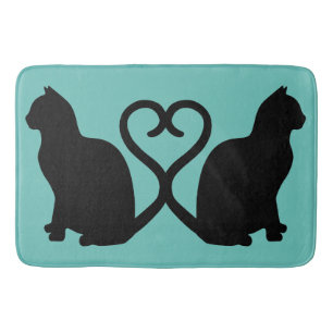Zwei Katzen in Liebe Silhouette Badematte