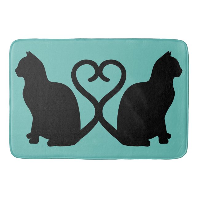 Zwei Katzen in Liebe Silhouette Badematte (Vorderseite)