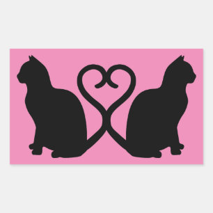 Zwei Katzen in Liebe Silhouette Rectangle Aufklebe Rechteckiger Aufkleber