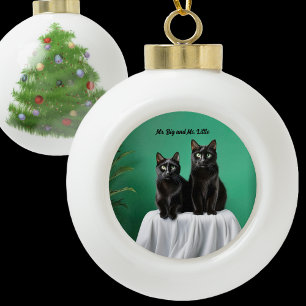 Zwei Katzen Keramik Kugel-Ornament