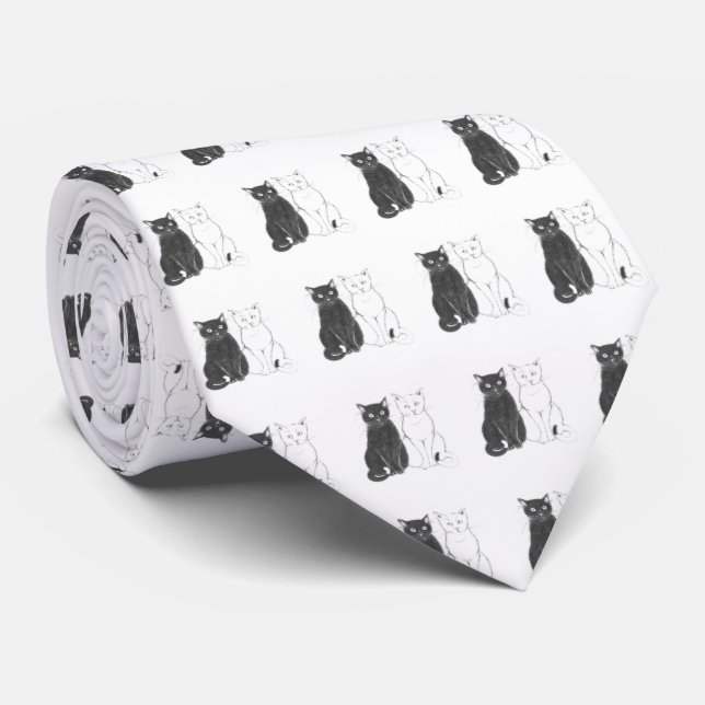 Zwei Katzen Krawatte (Gerollt)