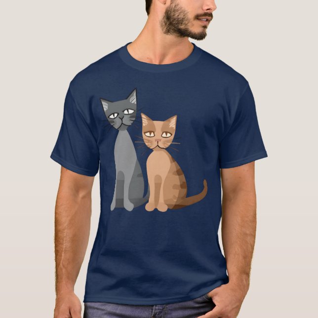 Zwei Katzen lustig T-Shirt (Vorderseite)