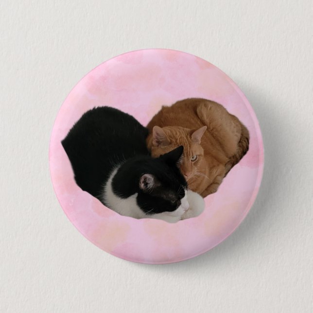 Zwei Katzen machen Herz-Button Button (Vorderseite)