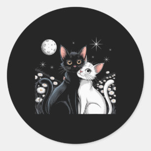 Zwei Katzen Paarmond Liebe umarmt Valentine Kitty Runder Aufkleber
