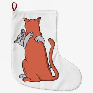 Zwei Katzen schließen Freundschaft Großer Weihnachtsstrumpf