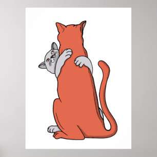 Zwei Katzen schließen Freundschaft Poster
