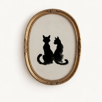 Zwei Katzen Silhouette Wandposter Poster