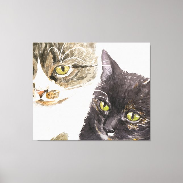 Zwei Katzen - Tabby und Tortie Leinwanddruck (Vorderseite)